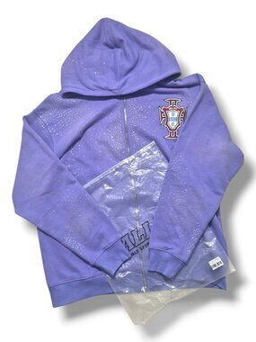 NWT Valley Dreams Purple Rhinestone Portugal Hoodie Size Medium Large
